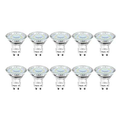 Immagine di Lepro Lampadine LED GU10 Luce Fredda 5000K, Faretto 4W (Equivalente a 50W) 325 lumen Lampadina 110 Angolo del Fascio, Non Dimmerabili, Nessuno Sfarfallio 10 Pezzi
