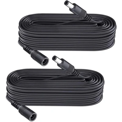 Immagine di Confezione da 2 cavi di prolunga per alimentazione CC, 10 m, 5,5 mm x 2,1 mm, DC 5 V, 6 9 12 24 telecamere sicurezza, DVR, router, striscia LED, colore: nero