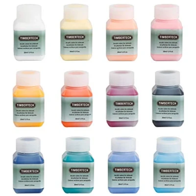 Immagine di Timbertech Kit Pittura Ⅱ Colori acrilici per aerografo, 12x30ml, Modello Set Base Vernice Multicolore