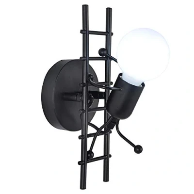Immagine di Goeco Humanoid Applique da Parete Interno, Lampada Interno Moderna, Illuminazione Interna Semplice per Soggiorno Corridoio Camera Letto, 220V, E27 Lampadina non Inclusa (nero)