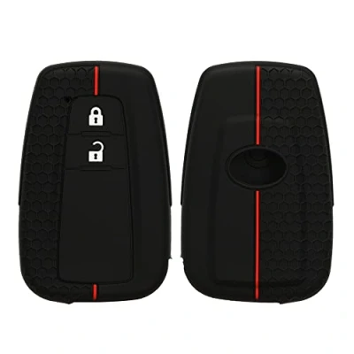 Immagine di kwmobile Custodia Coprichiave Compatibile con Toyota 2 tasti Smart Key Cover Copri Telecomando Chiave Auto Chiavi Macchina nero/rosso