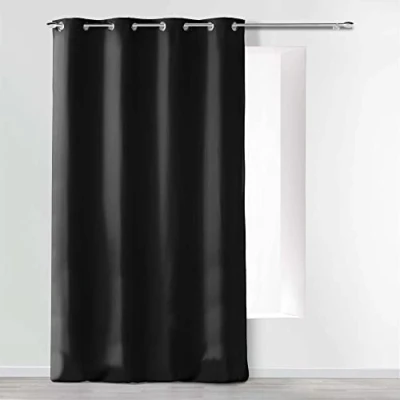 Immagine di douceur d &#039;intérieur tenda a occhielli 140 x 280 cm microfibra unita, Poliestere, Nero,