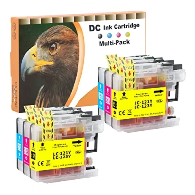 Immagine di D&amp;C Cartucce compatibili per Brother LC 123 LC123 XL DCP J132W J150 J152W J152WR J172W J4110DW J4110W J552DW J752DW MFC J10DW J285DW J870DW (6 Pack)