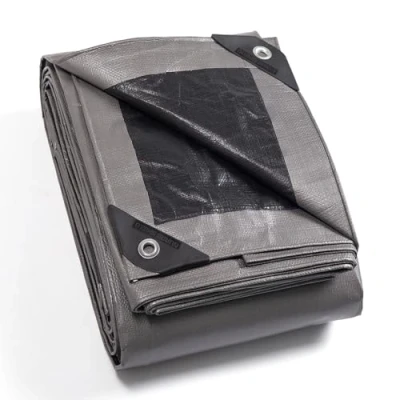 Immagine di GUARD SHIELD Telone di copertura in tessuto con occhielli, 2 x m, 160 g/㎡, grigio/nero, multiuso, impermeabile, antistrappo, stabilizzato ai raggi UV, resistente alla muffa
