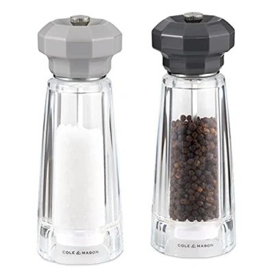 Immagine di Cole &amp; Mason H312009 Lowestoft Macina Sale e Pepe, Macinatura Regolabile, Acrilico, 175mm, Pacco Regalo, Include 2 x Mulini, Garanzia a Vita sul Meccanismo