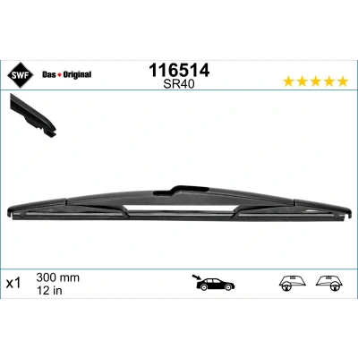 Immagine di Spazzola tergi Swf Rear 116514 300mm posteriore Standard OPEL: Astra J Sports Tourer, Hatchback, GTC, SSANGYONG: RODIUS 2