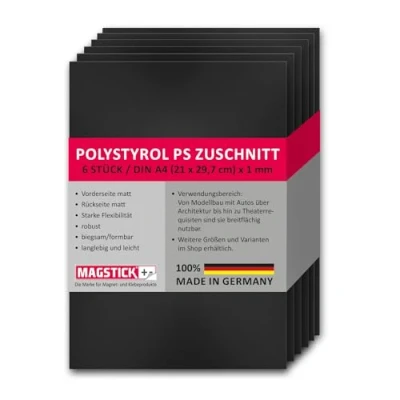 Immagine di Magstick mag275 Set di 5 lastre in polistirene nero, DIN A3, plastica, 29,7 x 42 cm, modello architettura I fogli