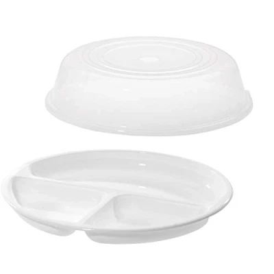 Immagine di Westmark Set per Microonde , 2 Pezzi, Piatto e Coperchio, ø 25 cm Ciascuno, Plastica, Bianco/Trasparente, 224022E6