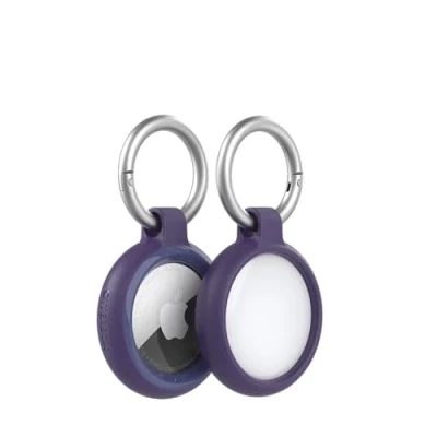 Immagine di Custodia OtterBox Sleek per AirTag, antishock e cadute, protezione Ultra sottile Rugged Apple AirTags con moschettone, Viola Scuro