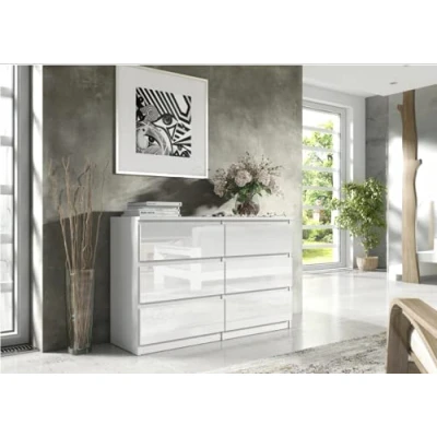 Immagine di 3E 3xE living.com Cassettiera con 6 cassetti 120 cm, colore bianco/Bianco lucido, D: x 38 78 cm