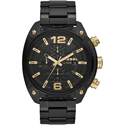 Immagine di Diesel Orologio Overflow da uomo, movimento cronografo, cassa in acciaio inossidabile nero 49 mm con bracciale inossidabile, DZ4504