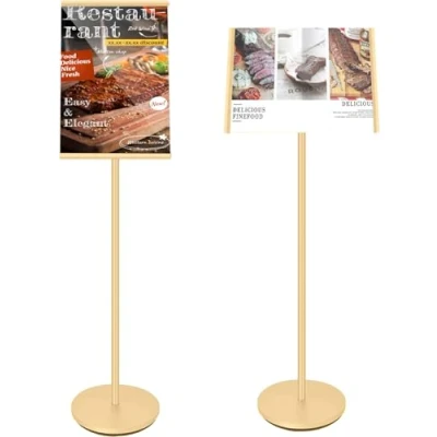 Immagine di A3 Espositore per manifesti, Supporto regolabile poster Formato A3, Cartello da pavimento, (oro)