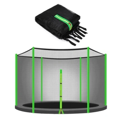 Immagine di ULTRAPOWER SPORTS Rete di Sicurezza per Trampolino Ricambio da Giardino con 6/8 Pali Esterna Antistrappo, Resistente agli UV, PVC Verde 12FT 8
