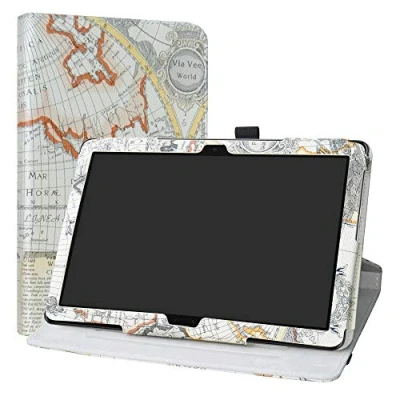 Immagine di LiuShan MediaPad M5 Lite Rotante Custodia, 360 Gradi di Rotazione Custodia in Pelle PU con Supporto Caso per 10.0&quot; Huawei 10 Android Tablet,Map White