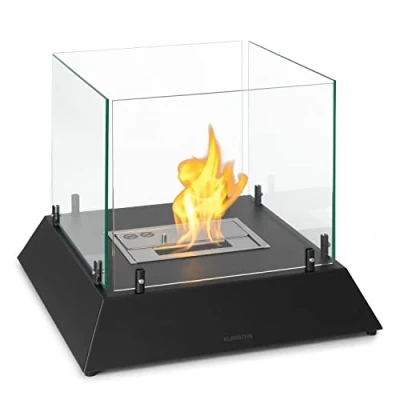 Immagine di KLARSTEIN Caminetto Bioetanolo da Pavimento, Camino Terra Inodore e Senza Fumo, Stufa a Interno Esterno, Autonomia 4 6 Ore, 2.2kW, 48x48x40cm