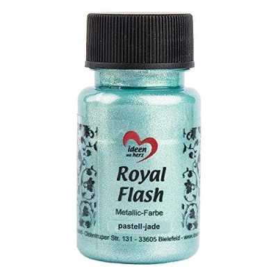 Immagine di ideen mit herz Colore acrilico metallico Royal Flash con riflessi metallici e particelle glitterati fini Vernice brillante metallizzata per gagliette 50 ml (giada pastello)