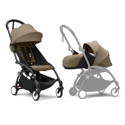 Immagine di Passeggino Stokke YOYO3 con Newborn Pack Include telaio nero, YOYO 6+ Color (Toffee) e 0+