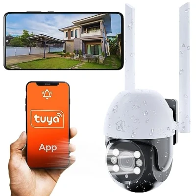 Immagine di Videocamera sorveglianza esterno wifi, 1296p, PTZ, telecamera wifi esterno, IP65, Modalità notturna a colori, ampio angolo, camera con tracciamento intelligente, scheda MicroSD fino 128GB