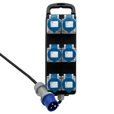 Immagine di Brennenstuhl Distributore di Corrente Portatile BSV P CEE 230V/16A, Made in Austria, 1151495423, Spina CEE, 6x Prese Fissabile a parete, Cavo 2 metri, IP44