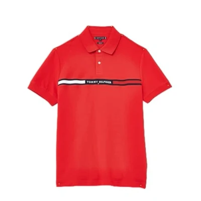 Immagine di Tommy Hilfiger Uomo Maglietta Polo Maniche Chest Insert Regular Fit, Rosso (Primary Red), XXL