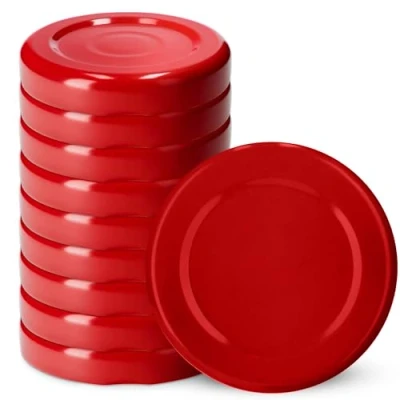 Immagine di KADAX tappo a vite per bicchieri, di ricambio da 38 mm, coperchio Twist Off in metallo, barattoli conserve, bottiglie e vasetti vetro (10 pezzi, rosso) (K5128)