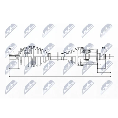Immagine di NTY NPW VV 045 Albero motore / Semiasse Assale anteriore Sx, anteriore, Sx 526 VOLVO: S60 I, V70 2