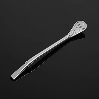 Immagine di Cannuccia riutilizzabile in acciaio inossidabile Colore argento Yerba Mate Tè Bombillas Cannucce con filtro zucca per frullato Cocktail Bevande calde