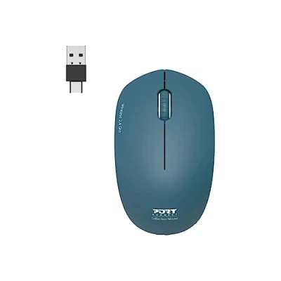 Immagine di Port Designs Porta Connect Mouse Wireless pc 2.4 GHz Collezione 2 per Computer sensore Ottico 1600 dpi 3 Pulsanti Compatto, ambidestro e Silenzioso Zaffiro Blu Scuro