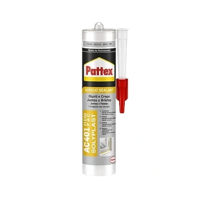 Immagine di Pattex Sigillante Silicone Acrilico AC 401 Flexo Pac, per Giunti e Crepe, Davanzali, Porte, Battiscopa, Indore, Sigillature Interni ed Esterni, Grigio, Cartuccia da 300ml