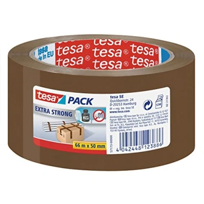 Immagine di Tesapack forte Nastro Adesivo D&#039;Imballaggio in Pvc Solido e Sicuro Marrone 66 m x 50 mm