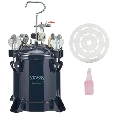 Immagine di VEVOR Serbatoio Spruzzatore di Vernice Alimentazione a Pressione d&#039;Aria Regolabile tra 0 4,8 bar, per Verniciatura Valvola Doppia da 10L, Spruzzo in Acciaio