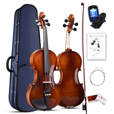 Immagine di Aileen Violino Set 4/4 per Principianti Professionisti con Custodia, Accordatore, Manuale Utente, Corde Extra e Colofonia