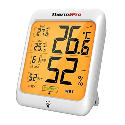 Immagine di ThermoPro TP53 Termometro Igrometro Interno Misuratore di Umidità e Temperatura Ambiente Digitale Termoigrometro Professionale per Casa con Tocca Retroilluminazione