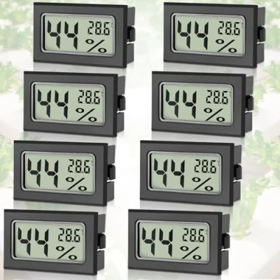 Immagine di Sprifityy 8 Pezzi Mini Termometro Ambiente Interno Digitale, Igrometro Digitale con Gradi Celsius 50C +70C, Umidità Casa per Serra, Casa, Ufficio, Giardino, Cantina, Seminterrato (Nero)