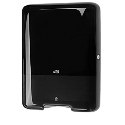 Immagine di TORK Dispenser di asciugamani per salviette carta a zig zag e pieghe fogli H3, rimozione singoli, nero 553008 1 pz.