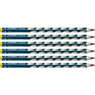 Immagine di Matita Ergonomica triangolare STABILO EASYgraph per Mancini in Petrolio Confezione da 6 Gradazione HB