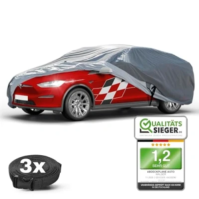 Immagine di Walser telo copriauto da esterno Premium All Weather Plus Combi, rivestito in PVC, coperture per auto, resistente ai raggi UV, garage completo impermeabile XL grigio ca. 508x193x145cm