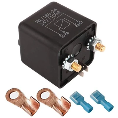 Immagine di Gebildet 1 Pezzo Robusto Heavy Duty 24VDC 100A SPLIT ON/OFF Relè SPST 4 pin Aperto Normale per Veicolo Automobile Camion Barca Avviamento Motore, con 2 Footprint + terminali