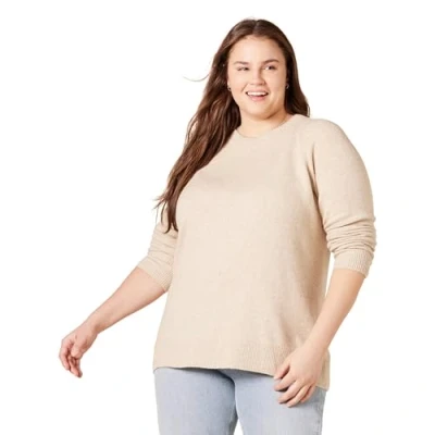 Immagine di Amazon Essentials Maglione Girocollo Morbido a Maniche Lunghe dalla vestibilità Classica Donna, Beige, XS