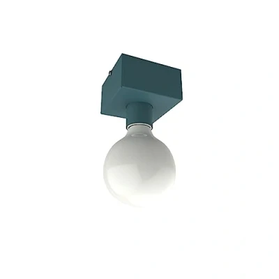 Immagine di L+ Plafoniera led soffitto, in metallo, forma cubo, lunghezza 10cm, attacco per lampadina E27, colore blu