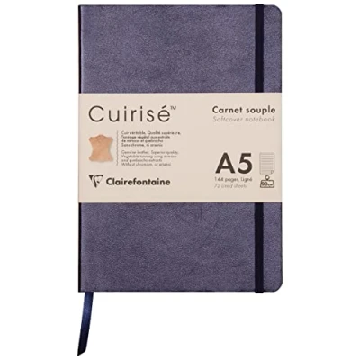 Immagine di Clairefontaine 400094C Taccuino A5 con copertina morbida in vera pelle, tinta unita color Petrolio