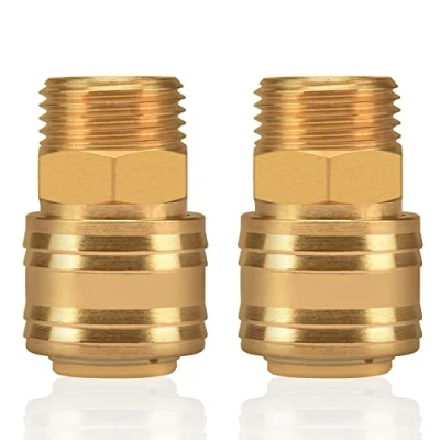 Immagine di 2pc connettore interno giunto aria compressa 1/2 &quot;filetto esterno ottone maschio pollice tubo flessibile valvola filettato