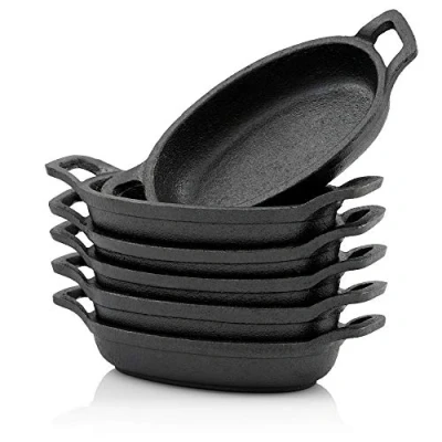 Immagine di BBQ Toro Set di Padelline (pacco da 6) 20 x 9,5 cm ovale in ghisa