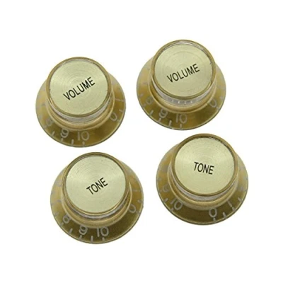 Immagine di Dopro Set di 4 manopole per riflettore chitarra LP oro con tappo in oro, SG Epiphone Les Paul