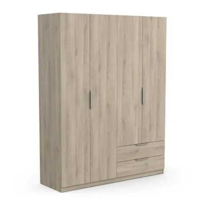 Immagine di Demeyere Armadio Guardaroba Moderno con 4 Ante e 5 Ripiani 2 Cassetti, Legno ingegnerizzato, 157.3 x 51.1 203 cm