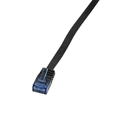 Immagine di LogiLink CP0134B Cavo Patch Piatto CAT5e UTP, AWG 30, Colore: Blu Colour RJ45 Short Plug, Nero, 1 m
