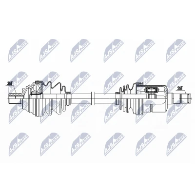 Immagine di NTY NPW VW 052 Albero motore / Semiasse Assale anteriore Sx 580 Trasmissione automatica VOLKSWAGEN: Golf 5, Passat B6 Variant, Touran I