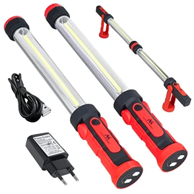 Immagine di Lampada Da officina o maschera a LED XXL COB MCE230 Maclean Energy, 2 Lampade Tavolo Con Possibilità Di Unione, Due Modalità Illuminazione, Gancio, Calamita