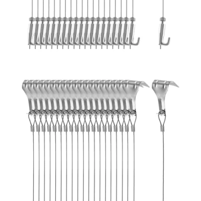 Immagine di QWORK® Cavo per Appendere Quadri, Filo di Sospensione 2m x Ø1.5mm in Acciaio Inox con Gancio Regolabile e Binario, Carico 40kg, 20 Pezzi