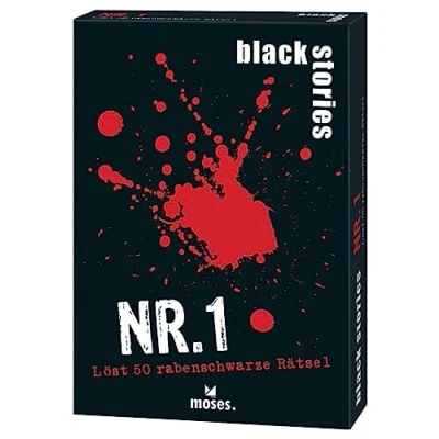 Immagine di moses Black Stories Nr. 1 50 Rätsel in der ersten Edition Carte Krimi con Variante Chip Punti, Gioco di Puzzle per Ragazzi e Adulti, Colore Bianco, 90048
